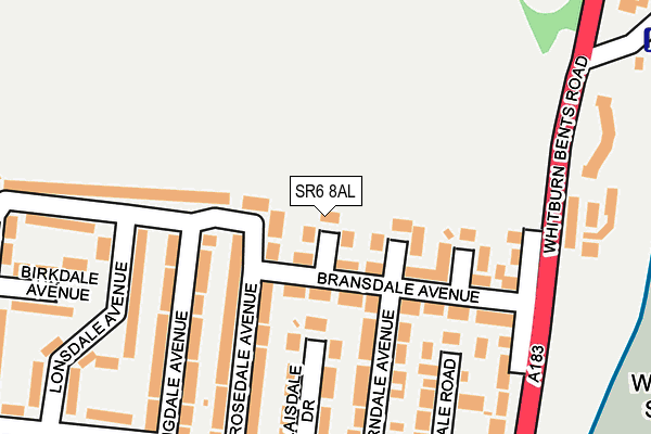 SR6 8AL map - OS OpenMap – Local (Ordnance Survey)