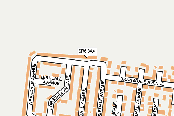 SR6 8AX map - OS OpenMap – Local (Ordnance Survey)