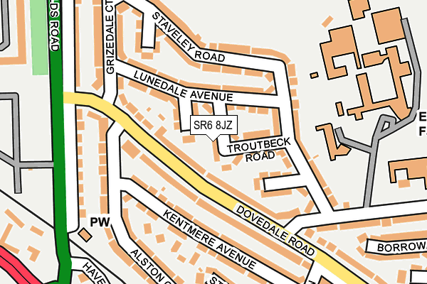 SR6 8JZ map - OS OpenMap – Local (Ordnance Survey)