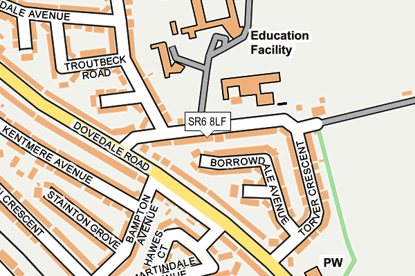 SR6 8LF map - OS OpenMap – Local (Ordnance Survey)