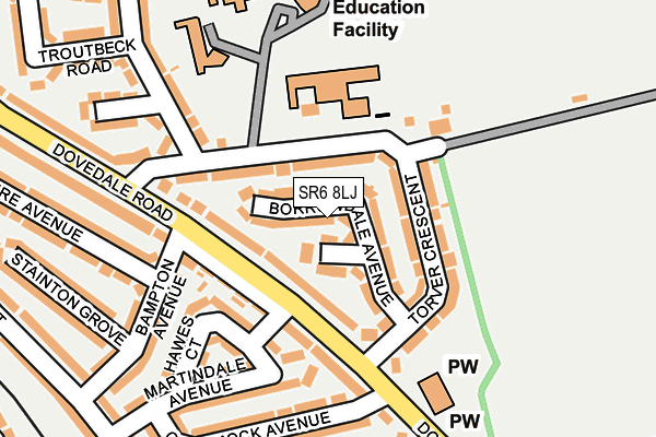 SR6 8LJ map - OS OpenMap – Local (Ordnance Survey)