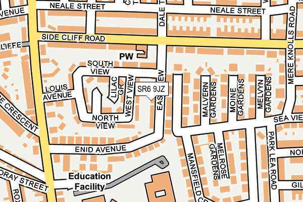 SR6 9JZ map - OS OpenMap – Local (Ordnance Survey)