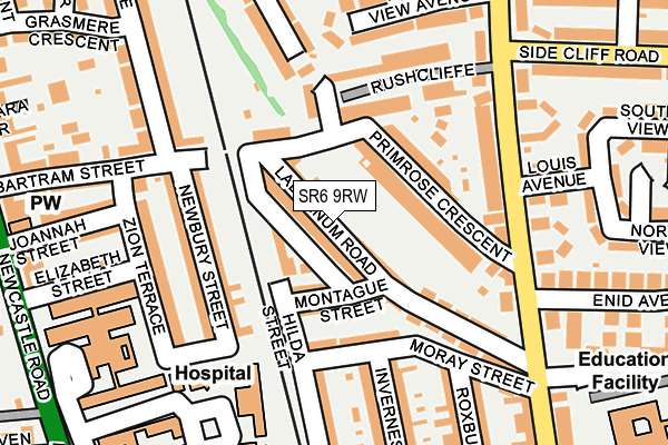 SR6 9RW map - OS OpenMap – Local (Ordnance Survey)
