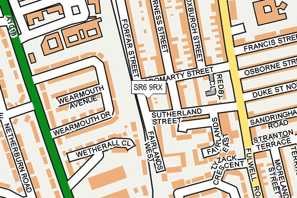 SR6 9RX map - OS OpenMap – Local (Ordnance Survey)