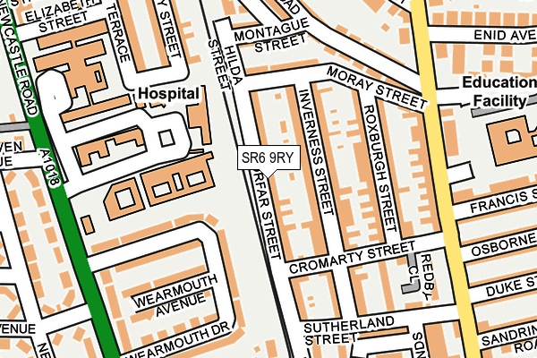 SR6 9RY map - OS OpenMap – Local (Ordnance Survey)