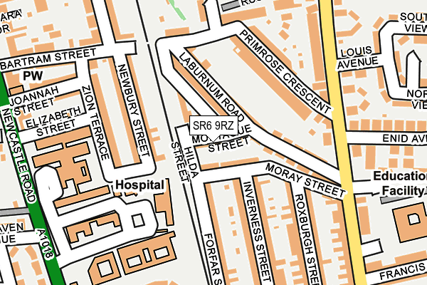 SR6 9RZ map - OS OpenMap – Local (Ordnance Survey)