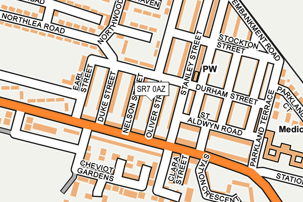 SR7 0AZ map - OS OpenMap – Local (Ordnance Survey)