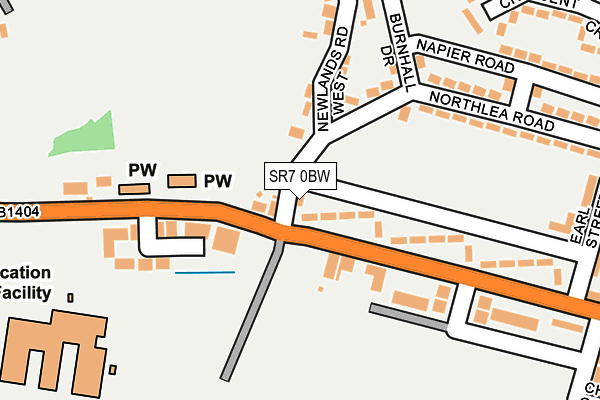 SR7 0BW map - OS OpenMap – Local (Ordnance Survey)