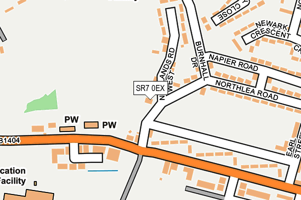 SR7 0EX map - OS OpenMap – Local (Ordnance Survey)