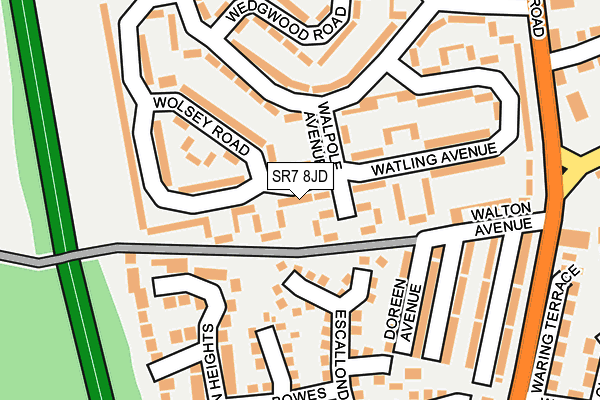SR7 8JD map - OS OpenMap – Local (Ordnance Survey)