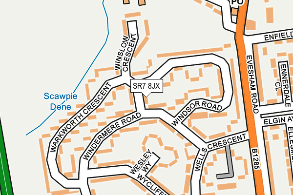SR7 8JX map - OS OpenMap – Local (Ordnance Survey)