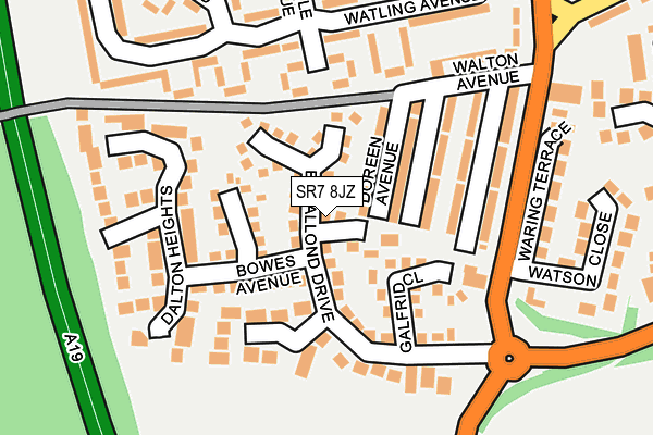 SR7 8JZ map - OS OpenMap – Local (Ordnance Survey)