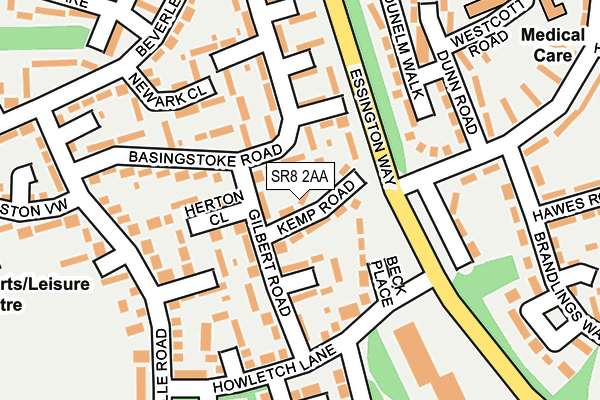 SR8 2AA map - OS OpenMap – Local (Ordnance Survey)