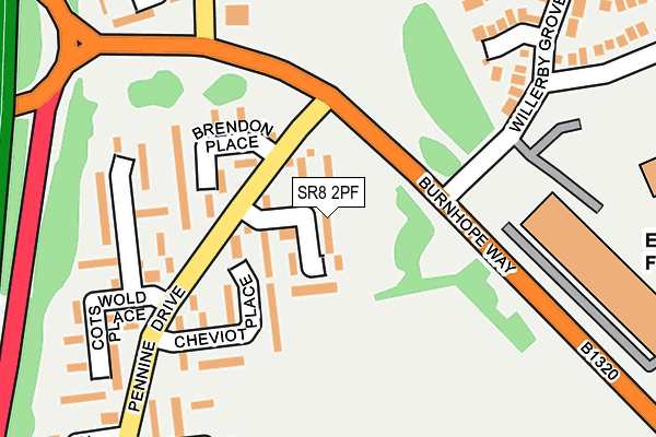 SR8 2PF map - OS OpenMap – Local (Ordnance Survey)