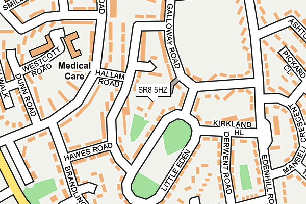SR8 5HZ map - OS OpenMap – Local (Ordnance Survey)