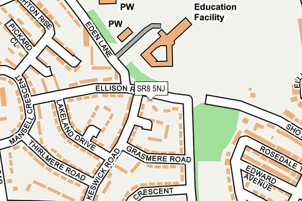 SR8 5NJ map - OS OpenMap – Local (Ordnance Survey)
