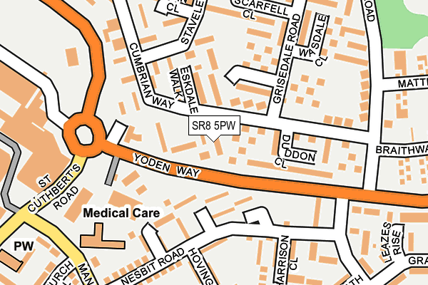 SR8 5PW map - OS OpenMap – Local (Ordnance Survey)