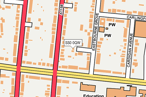 SS0 0QW map - OS OpenMap – Local (Ordnance Survey)