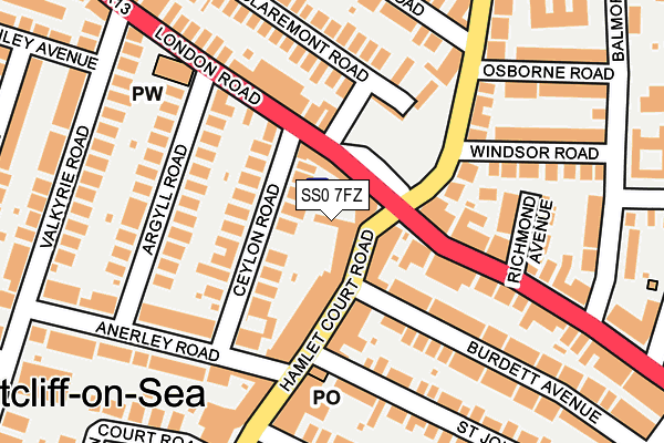 SS0 7FZ map - OS OpenMap – Local (Ordnance Survey)
