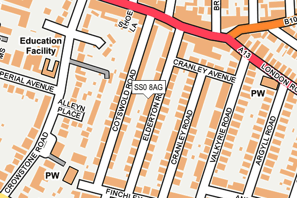 SS0 8AG map - OS OpenMap – Local (Ordnance Survey)