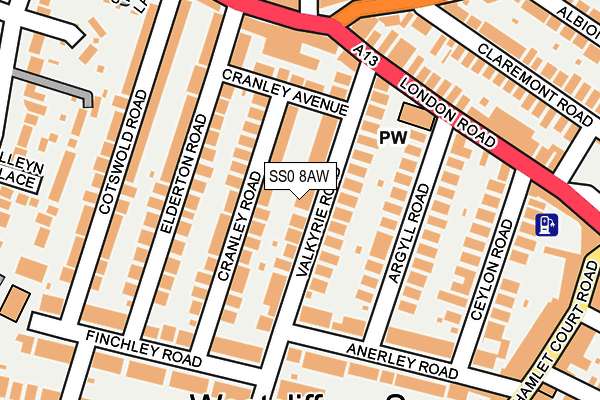 SS0 8AW map - OS OpenMap – Local (Ordnance Survey)