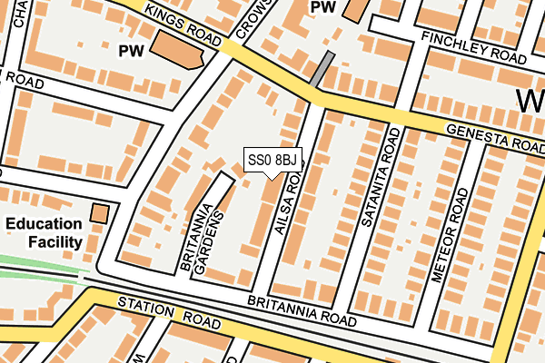 SS0 8BJ map - OS OpenMap – Local (Ordnance Survey)