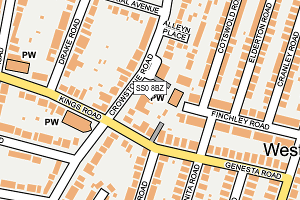 SS0 8BZ map - OS OpenMap – Local (Ordnance Survey)