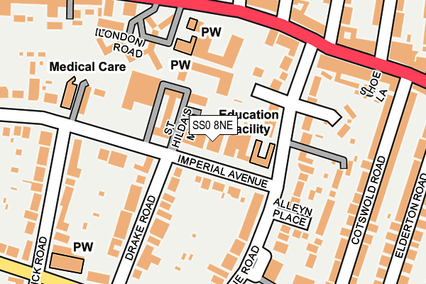 SS0 8NE map - OS OpenMap – Local (Ordnance Survey)