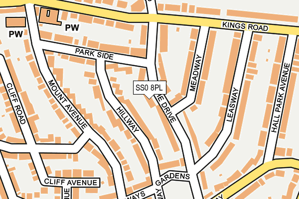 SS0 8PL map - OS OpenMap – Local (Ordnance Survey)