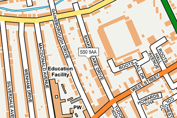 SS0 9AA map - OS OpenMap – Local (Ordnance Survey)