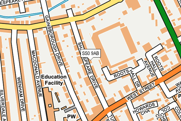 SS0 9AB map - OS OpenMap – Local (Ordnance Survey)