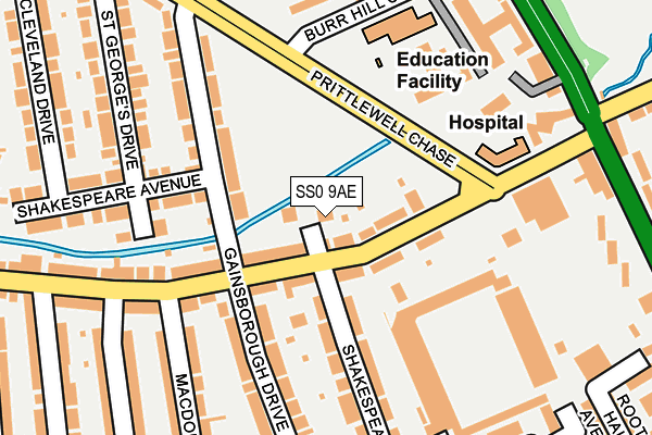 SS0 9AE map - OS OpenMap – Local (Ordnance Survey)
