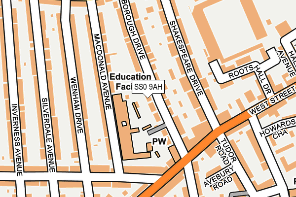 SS0 9AH map - OS OpenMap – Local (Ordnance Survey)