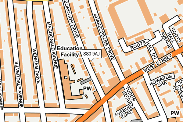 SS0 9AJ map - OS OpenMap – Local (Ordnance Survey)
