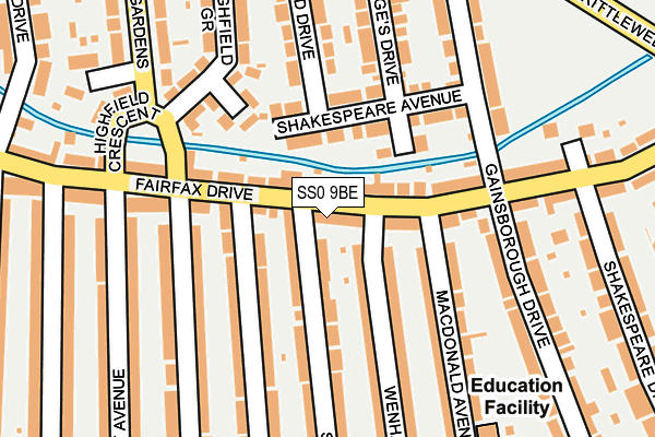 SS0 9BE map - OS OpenMap – Local (Ordnance Survey)