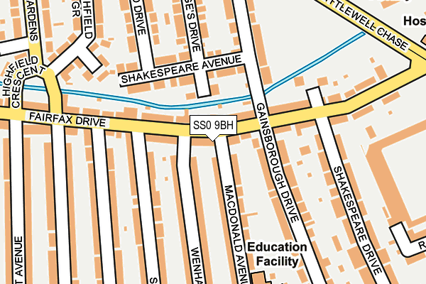 SS0 9BH map - OS OpenMap – Local (Ordnance Survey)