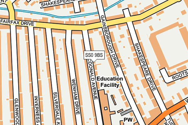 SS0 9BS map - OS OpenMap – Local (Ordnance Survey)