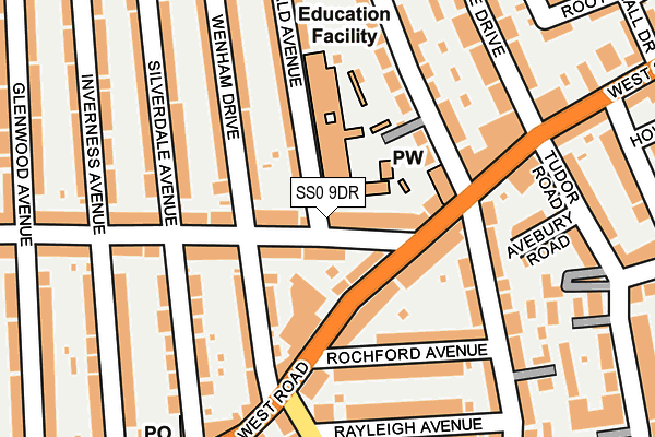 SS0 9DR map - OS OpenMap – Local (Ordnance Survey)