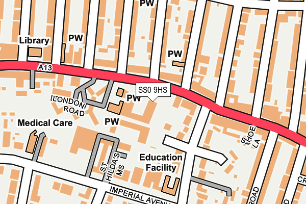 SS0 9HS map - OS OpenMap – Local (Ordnance Survey)