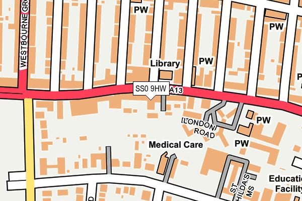 SS0 9HW map - OS OpenMap – Local (Ordnance Survey)