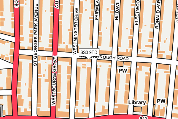 SS0 9TD map - OS OpenMap – Local (Ordnance Survey)