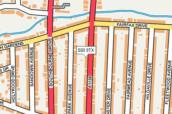 SS0 9TX map - OS OpenMap – Local (Ordnance Survey)