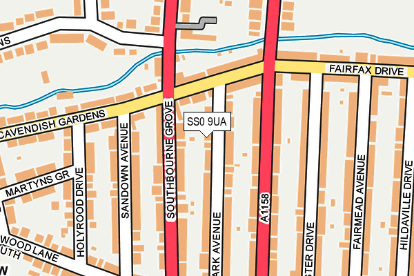 SS0 9UA map - OS OpenMap – Local (Ordnance Survey)