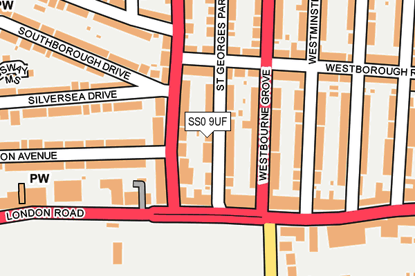 SS0 9UF map - OS OpenMap – Local (Ordnance Survey)