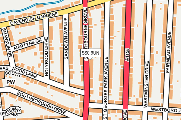 SS0 9UN map - OS OpenMap – Local (Ordnance Survey)