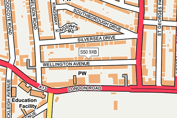 SS0 9XB map - OS OpenMap – Local (Ordnance Survey)