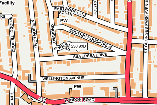 SS0 9XD map - OS OpenMap – Local (Ordnance Survey)