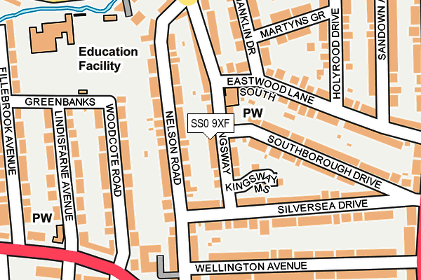 SS0 9XF map - OS OpenMap – Local (Ordnance Survey)