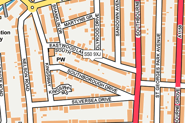 SS0 9XJ map - OS OpenMap – Local (Ordnance Survey)