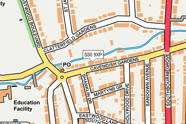 SS0 9XP map - OS OpenMap – Local (Ordnance Survey)